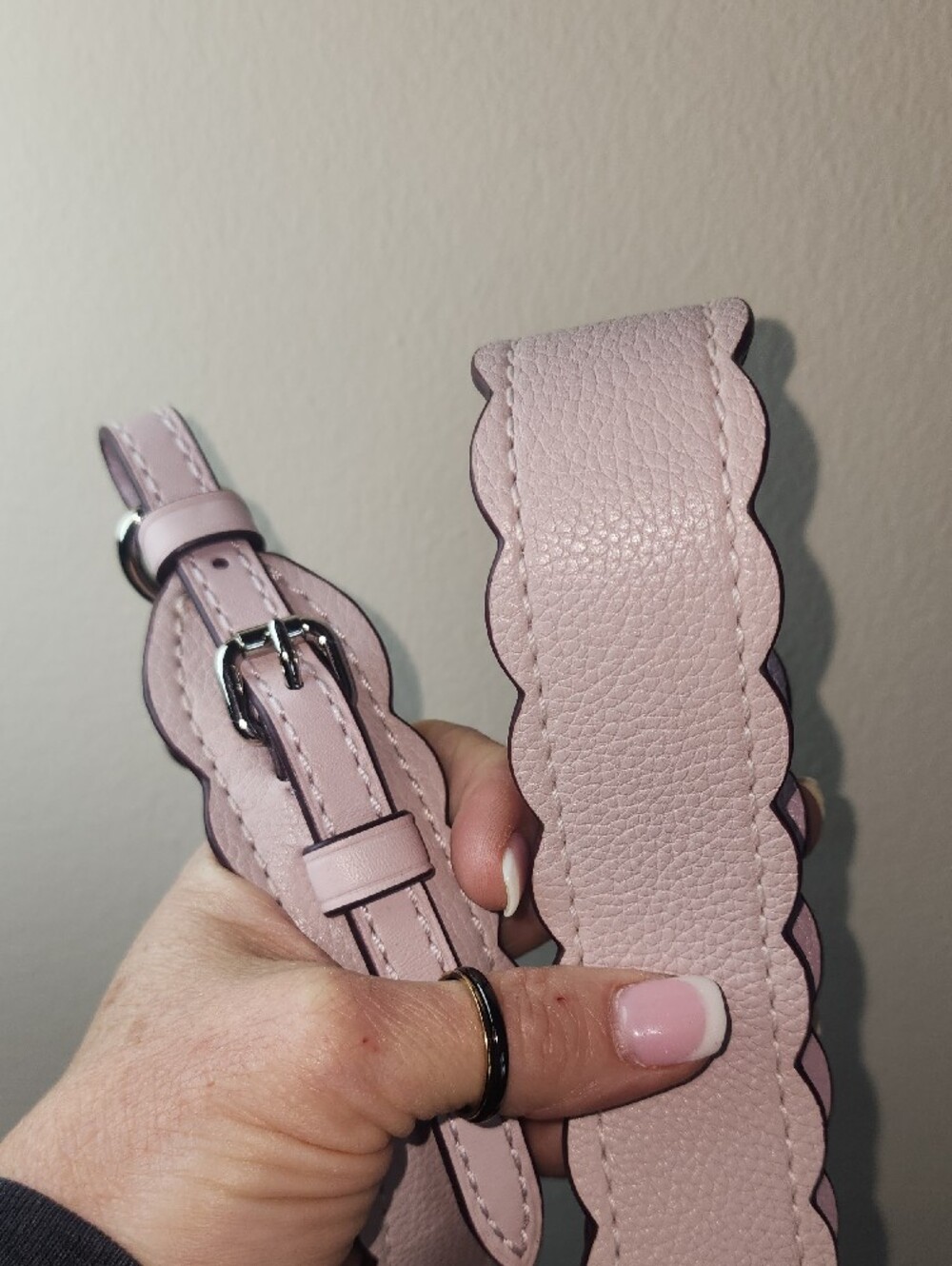 Coach Pale Pink Scalloped Leather Adjustable Shoulder Purse Strap - Picture 12 of 12